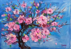 Pfirsichblüte 2024, Gemälde, Acryl auf Leinwand