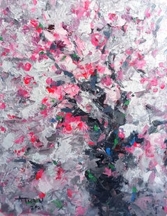 Peach blossom in Spring, 2021, Painting, Acrylic on Canvas