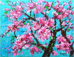 Peach blossom in Spring 70 x 90cm, Painting, Acrylic on Canvas