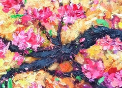 Peach blossom in Spring ( 90 x 120 cm), Painting, Acrylic on Canvas