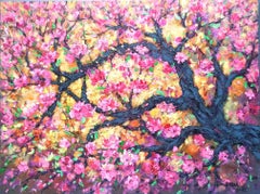 Peach blossom in Spring ( 90 x 120 cm), Painting, Acrylic on Canvas
