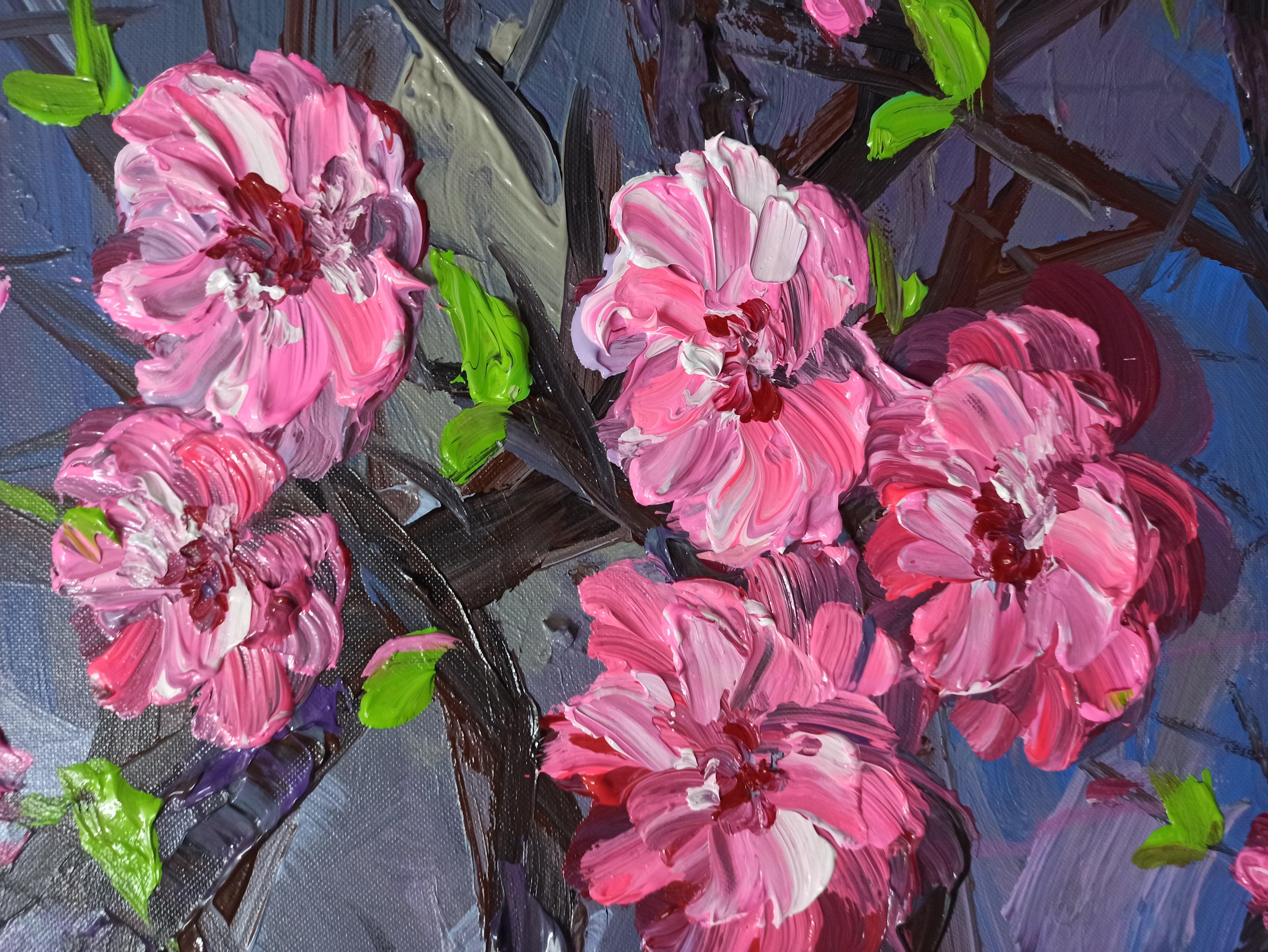 Peach blossom, Painting, Acrylic on Canvas For Sale 2