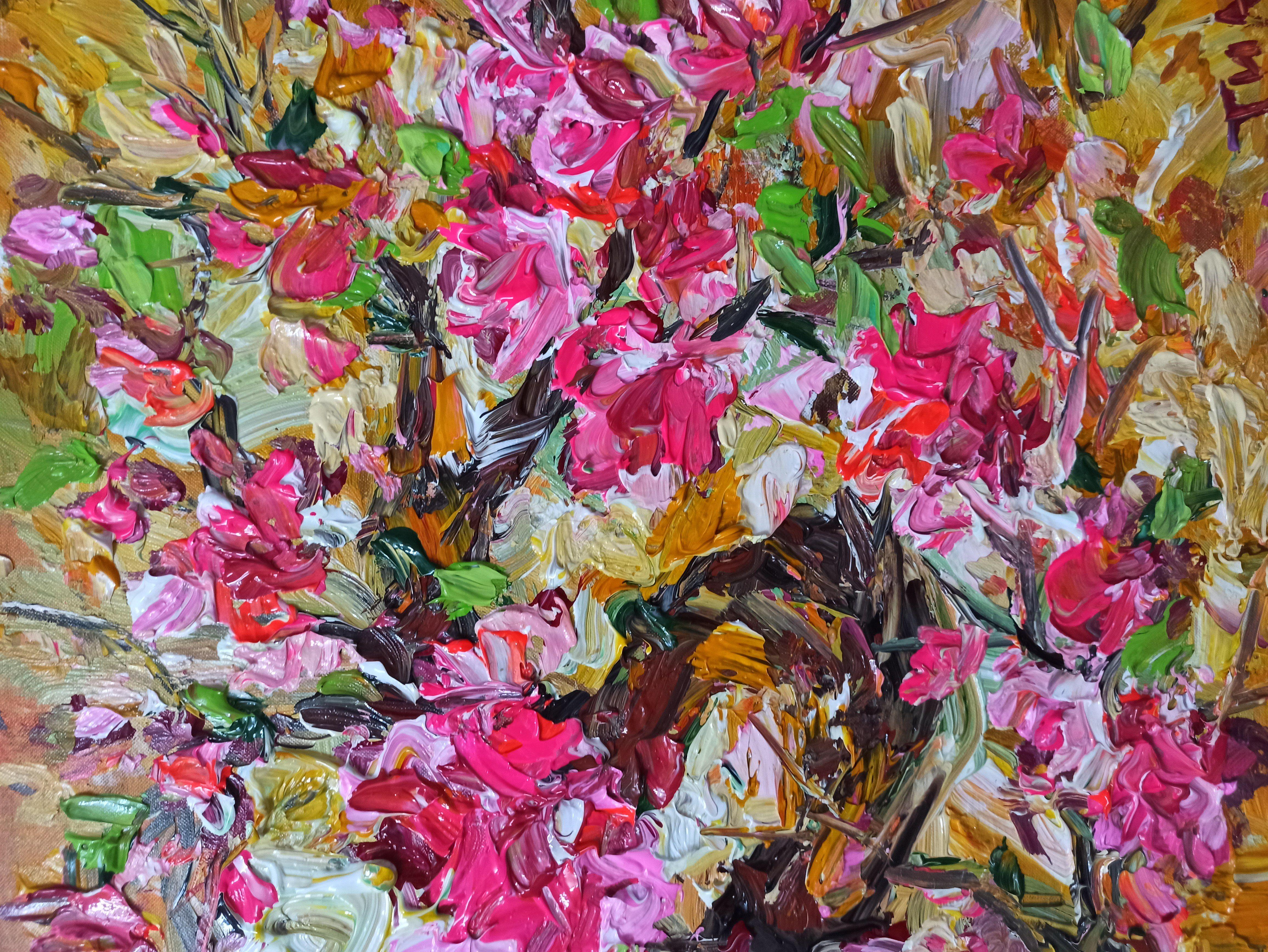 Fleur de pêcher, peinture, acrylique sur toile en vente 1