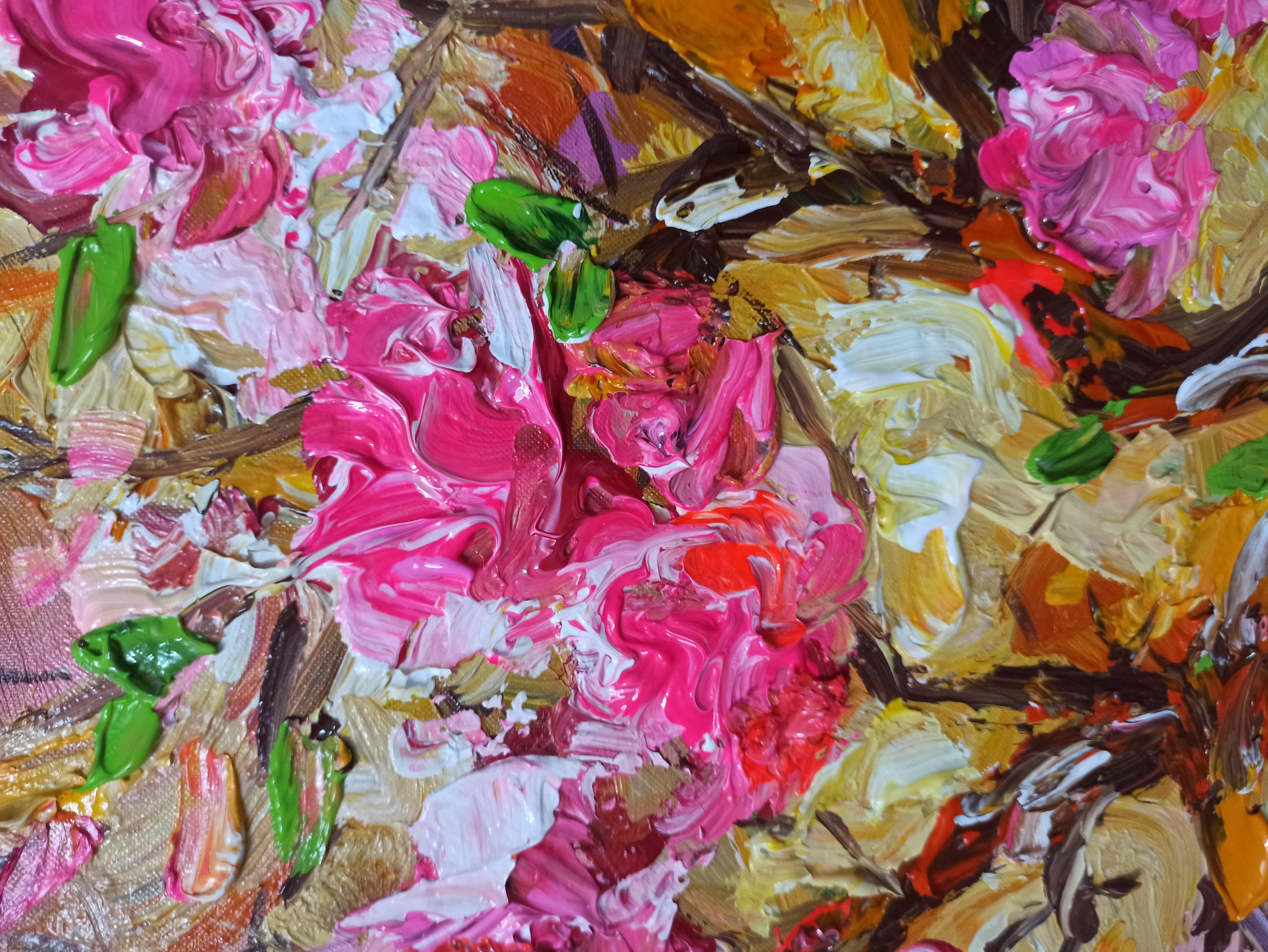 Fleur de pêcher, peinture, acrylique sur toile en vente 2