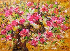 Fleur de pêcher, peinture, acrylique sur toile