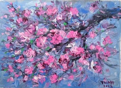 Fleur de pêcher, peinture, acrylique sur toile