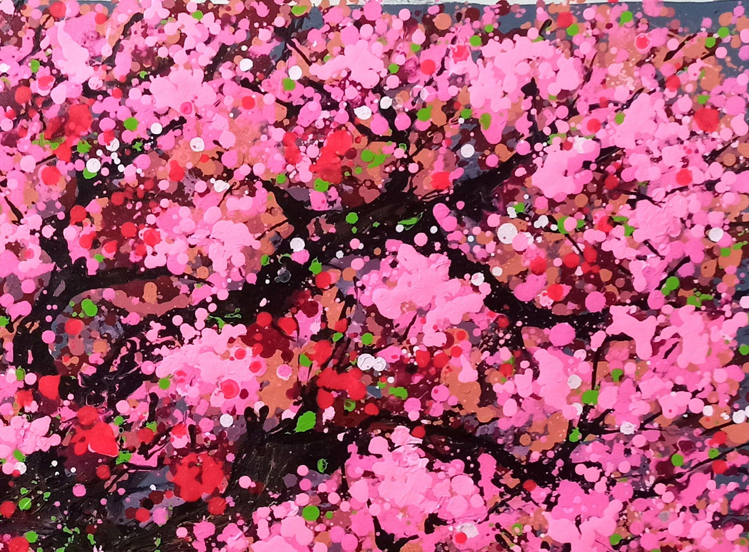 SAKURA - Cherry blossom, Painting, Acrylic on Canvas For Sale 2