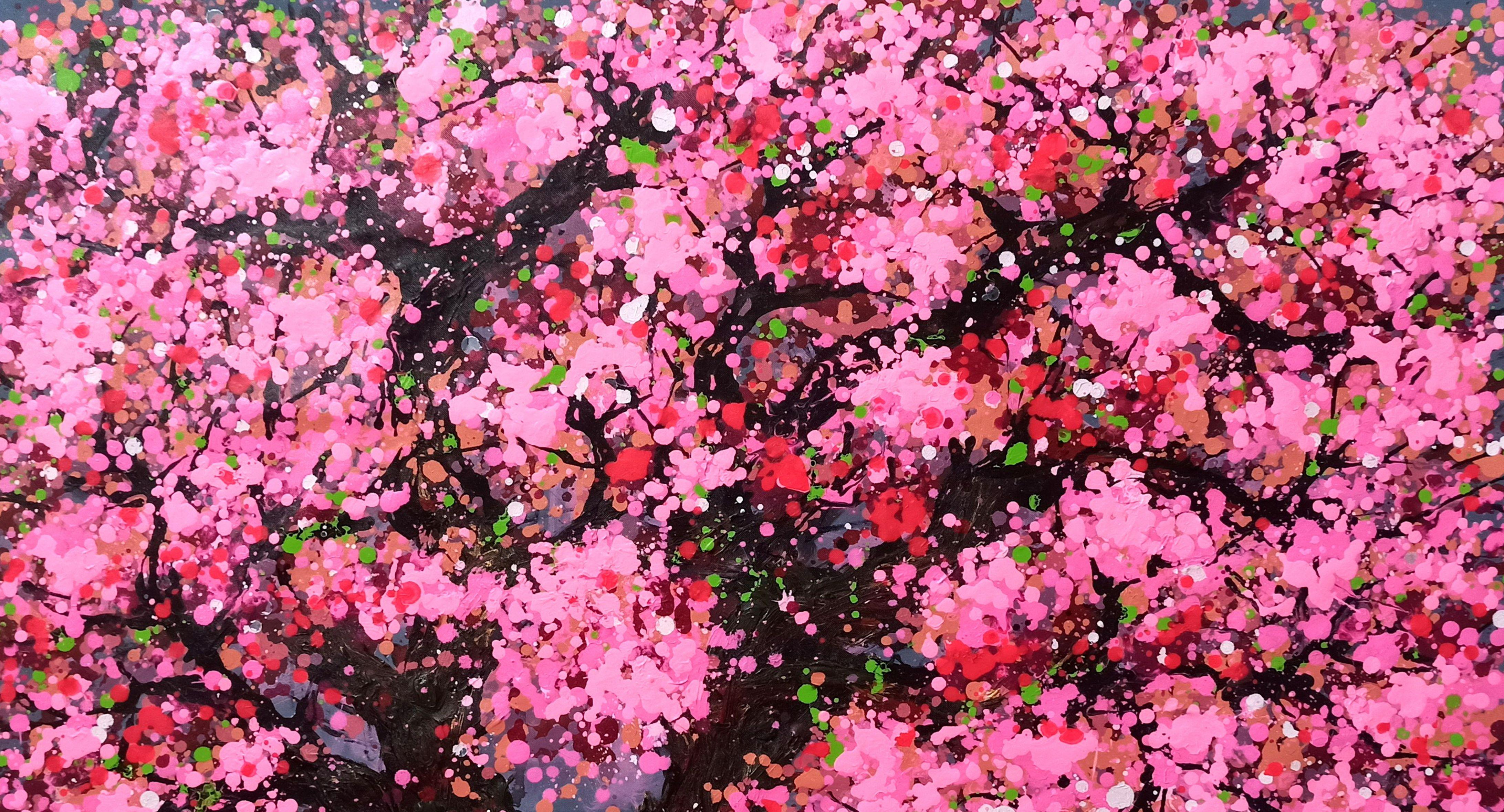 SAKURA - Cherry blossom, Painting, Acrylic on Canvas For Sale 4