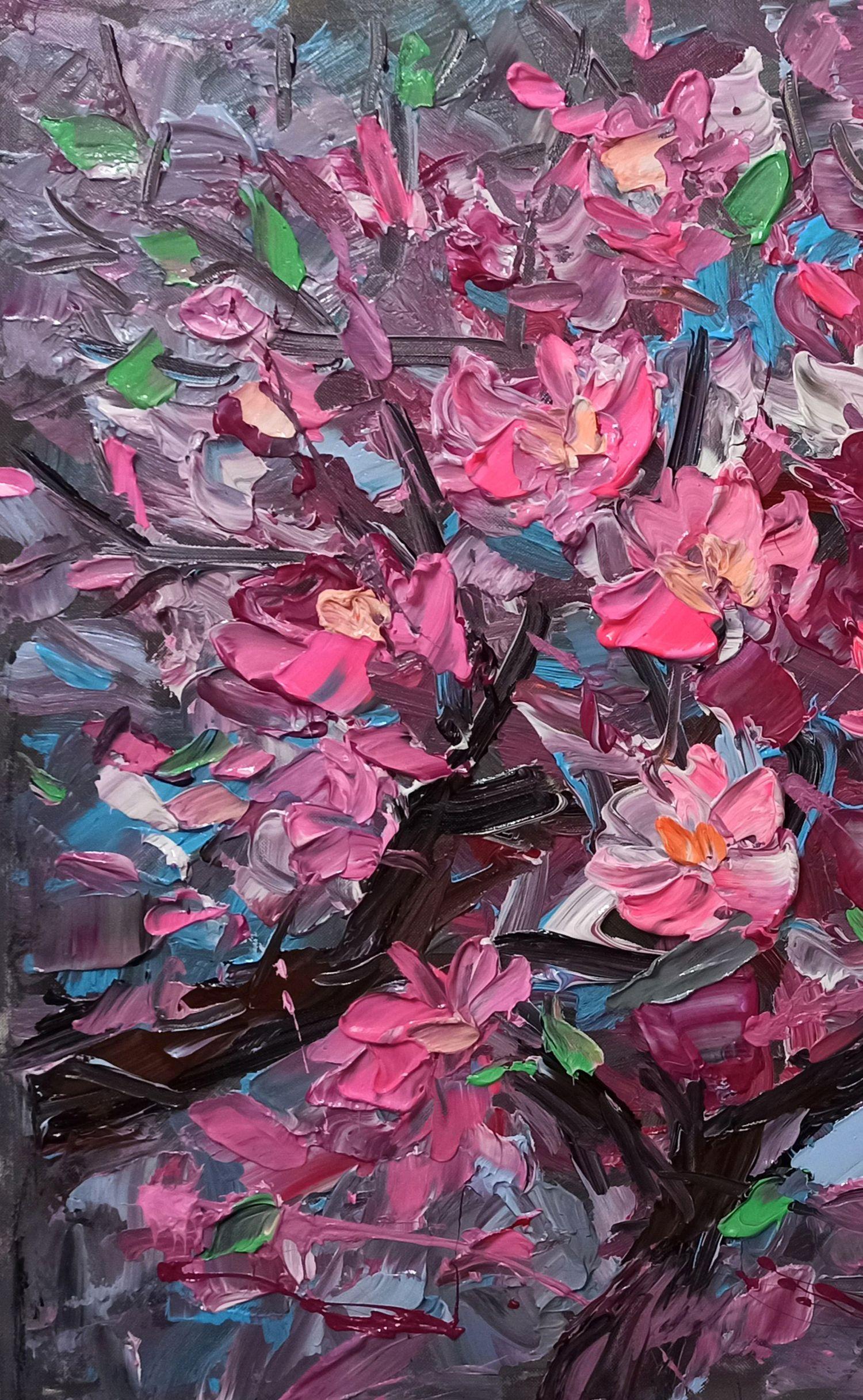 SAKURA-  cherry blossoms, Painting, Acrylic on Canvas For Sale 2