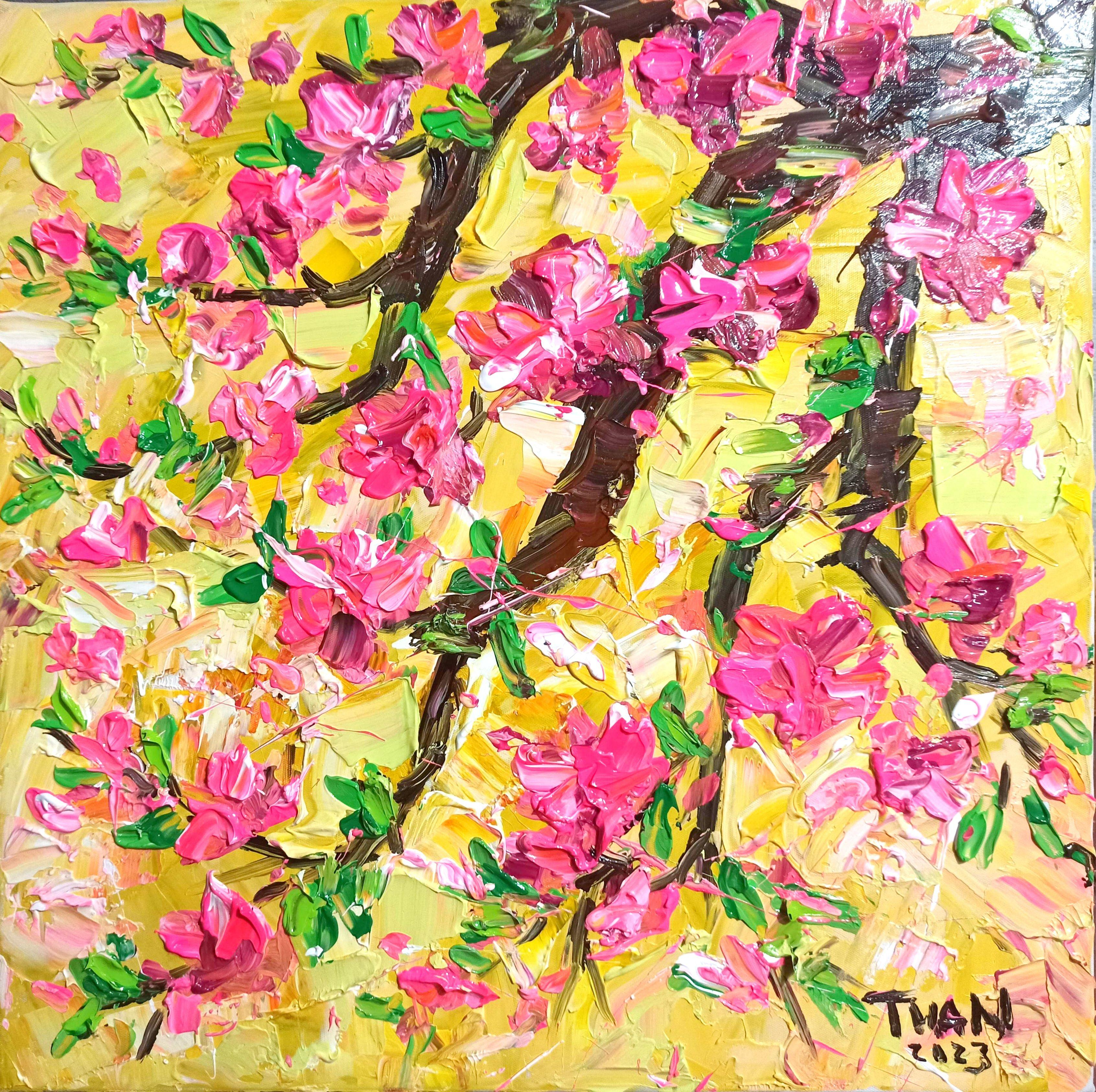 Spring blossoms, Painting, Acrylic on Canvas For Sale 2