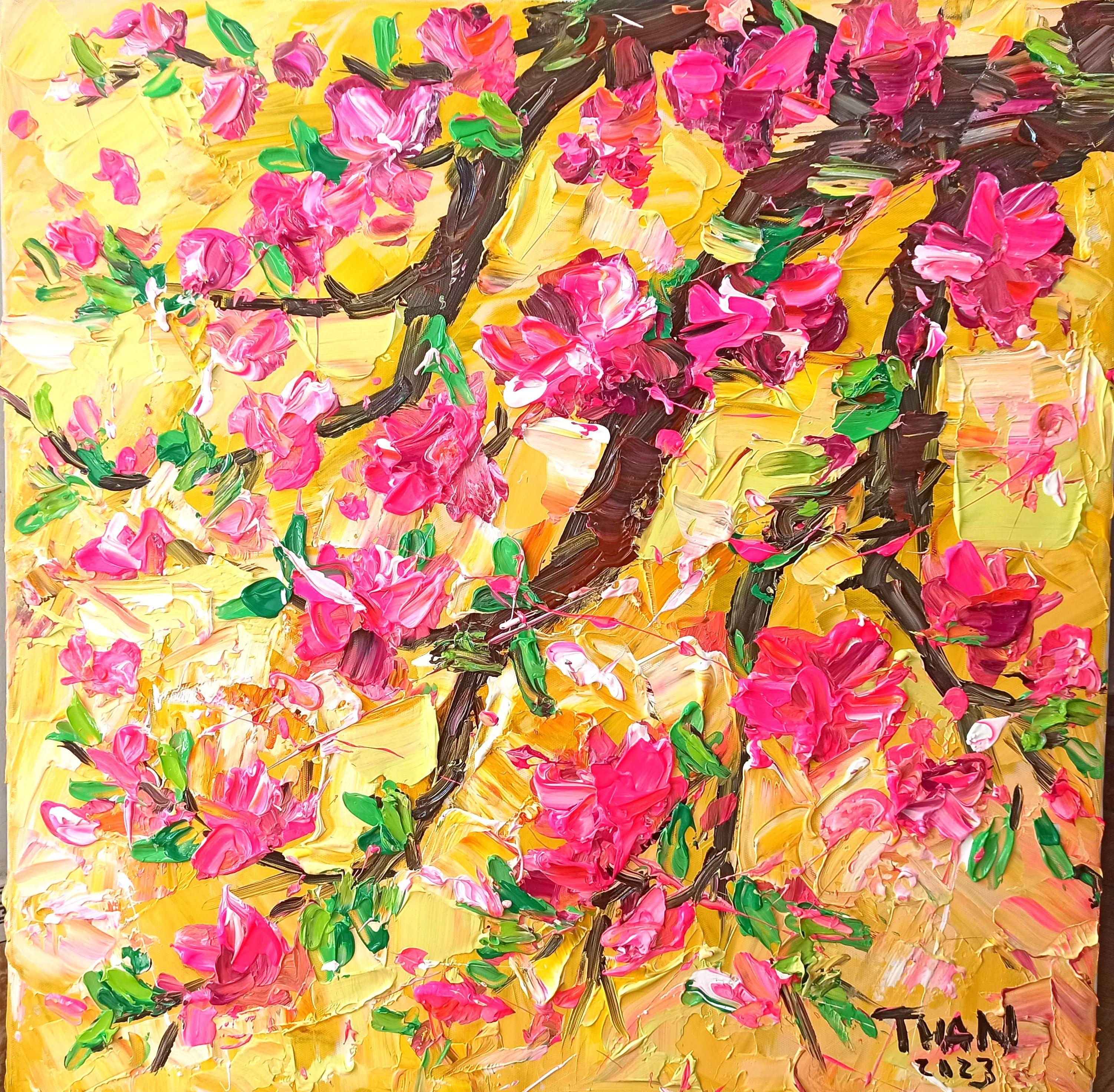 Spring blossoms, Painting, Acrylic on Canvas For Sale 3