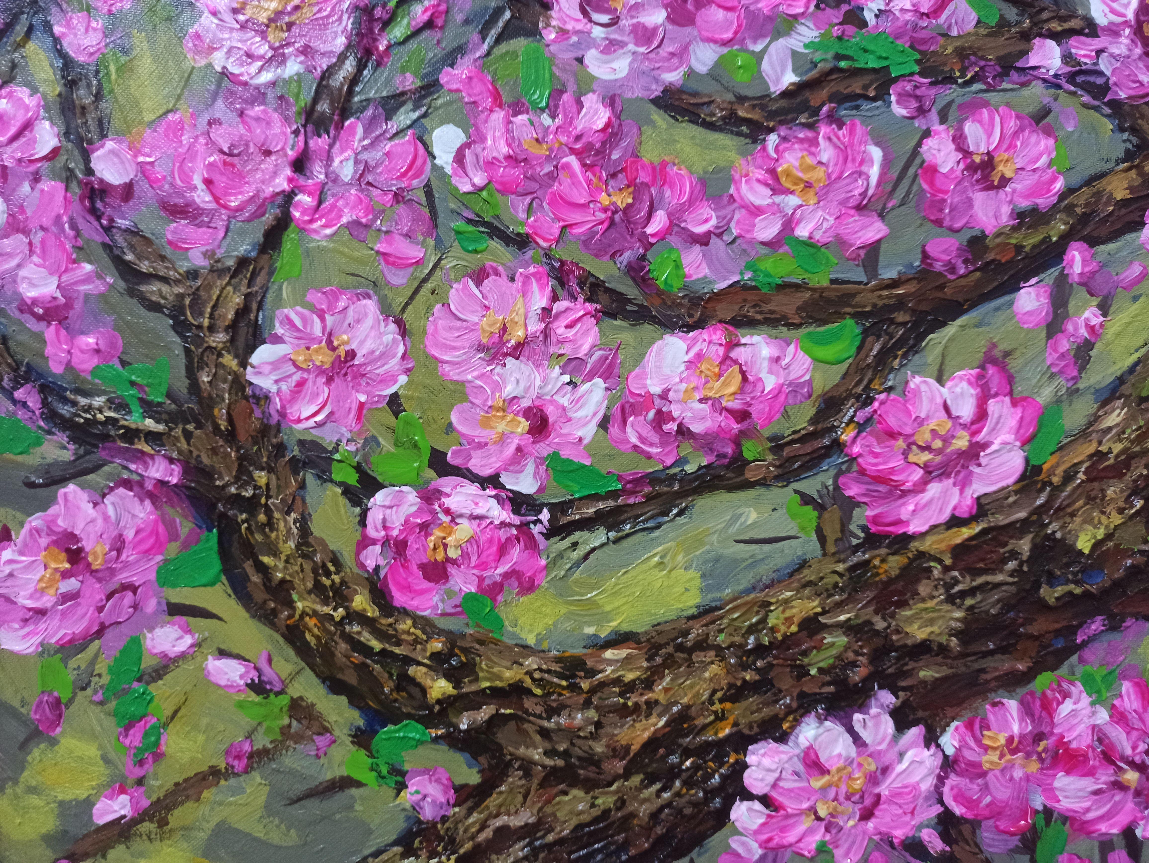 Frühling  :: Gemälde :: Impressionist :: Dieses Werk wird mit einem offiziellen, vom Künstler unterzeichneten Echtheitszertifikat geliefert :: Bereit zum Aufhängen: Ja :: Signiert: Ja :: Ort der Unterschrift: Vorderseite  :: Leinwand :: Querformat