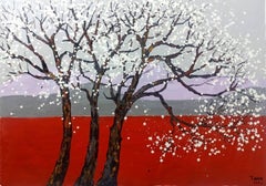 Spring trees landscape, Painting, Acrylic on Canvas