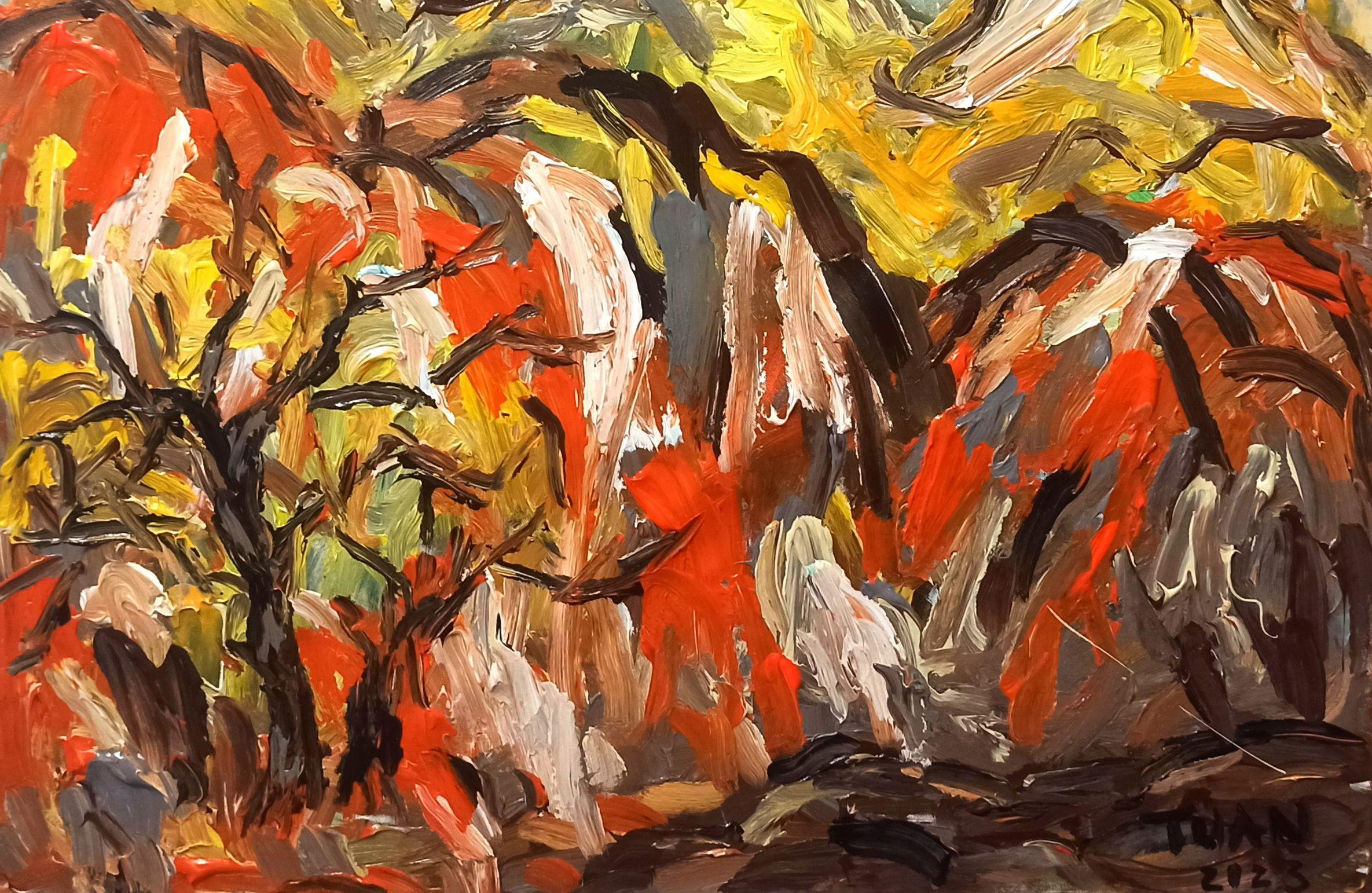 Summer mountain scenery, Painting, Acrylic on Canvas For Sale 2