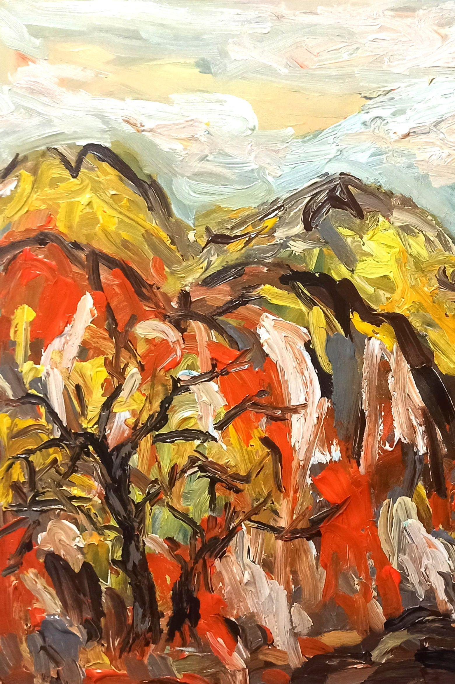 Summer mountain scenery, Painting, Acrylic on Canvas For Sale 3