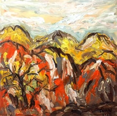 Summer mountain scenery, Painting, Acrylic on Canvas