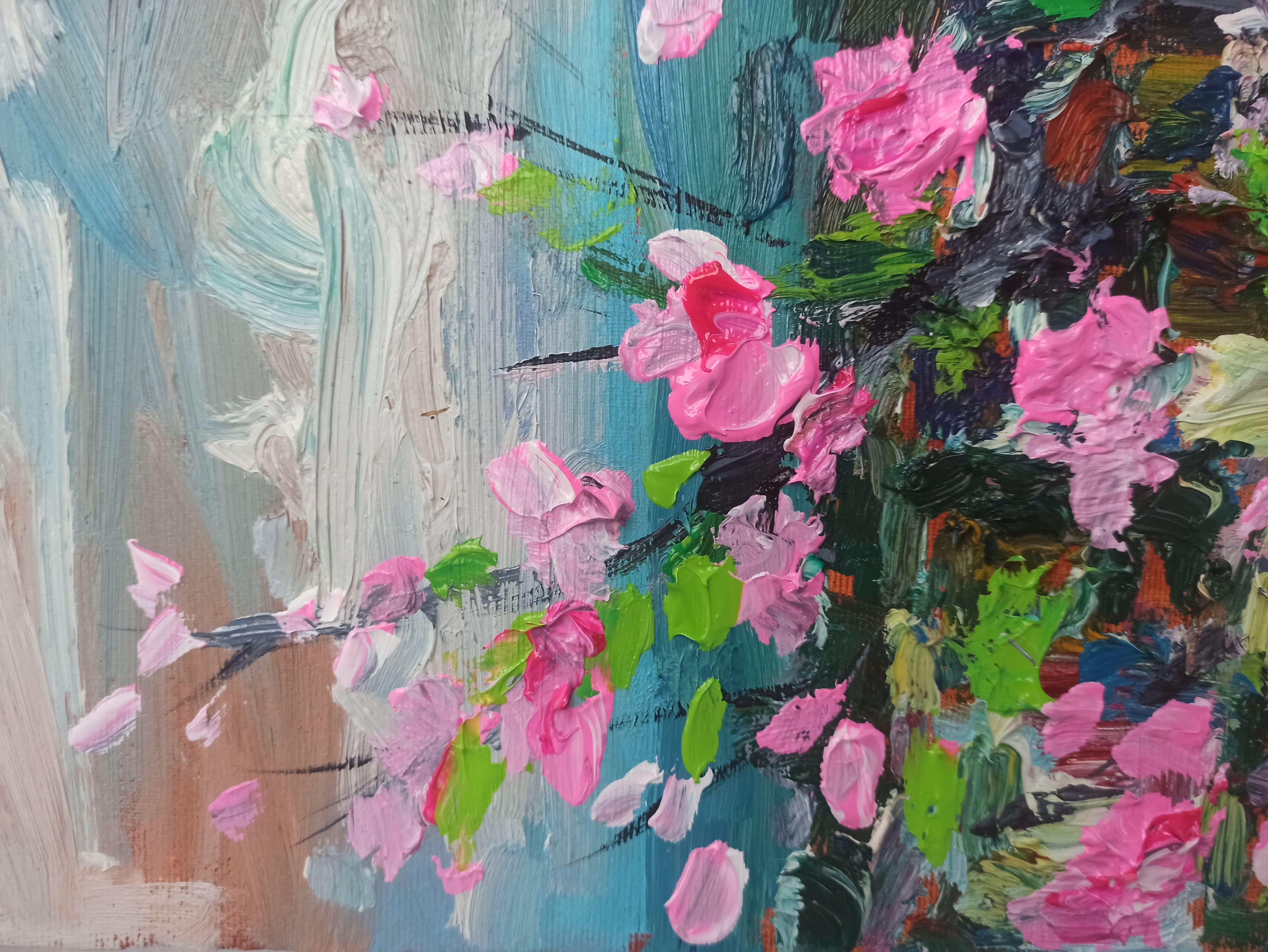 The cherry blossoms have bloomed signaling a new s, Painting, Acrylic on Canvas For Sale 3