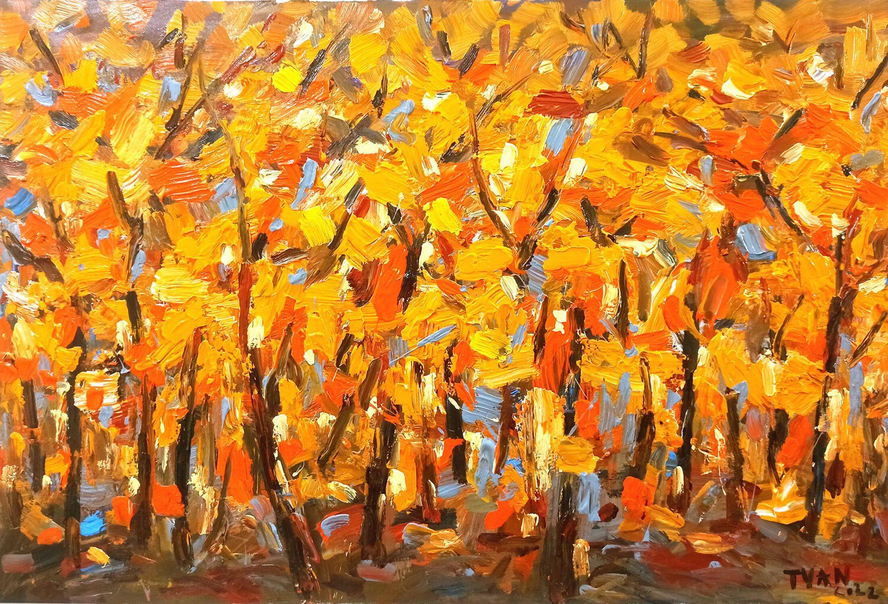 The feeling of autumn 2, Painting, Acrylic on Canvas