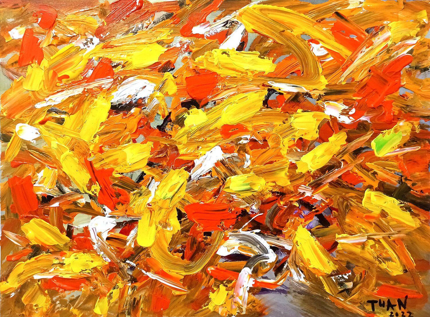 The feeling of autumn, Peinture, Acrylique sur toile - Impressionnisme Painting par LE ANH TUAN