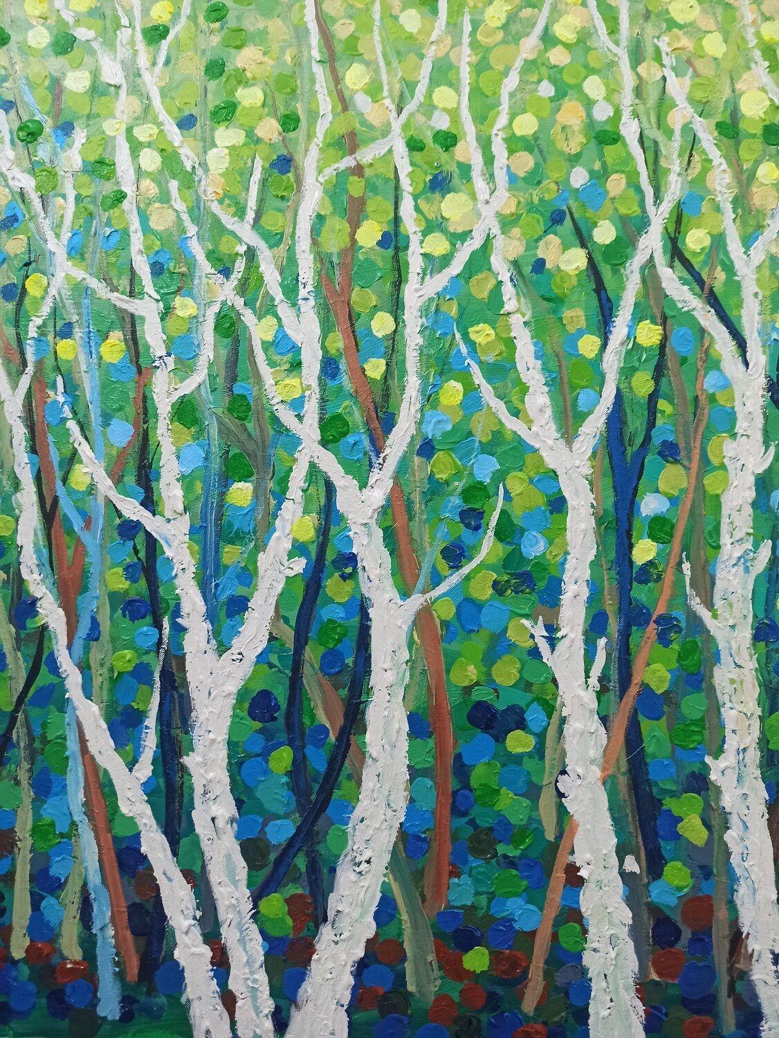 Landschaft mit Bäumen, Gemälde, Acryl auf Leinwand (Expressionismus), Painting, von LE ANH TUAN