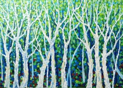 trees landscape, Painting, Acrylic on Canvas