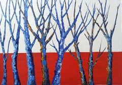 Paesaggio con alberi, Pittura, Acrilico su tela