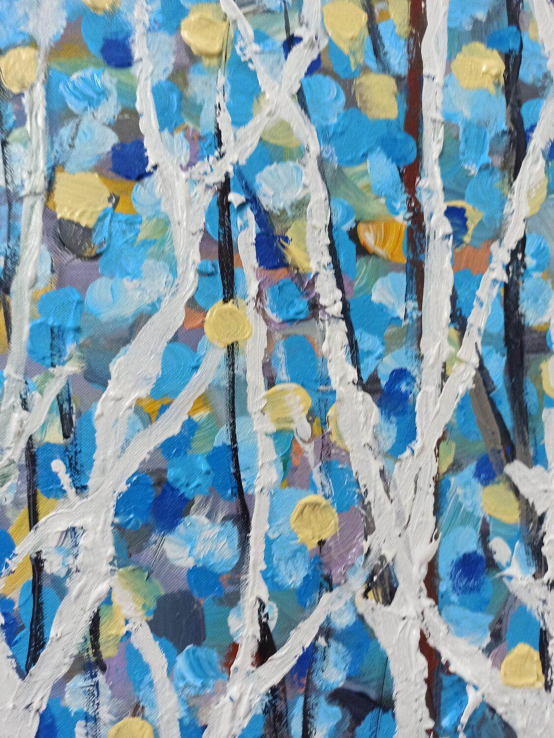 Trees landscape, Painting, Acrylic on Glass For Sale 2