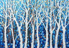 Trees landscape, Painting, Acrylic on Glass