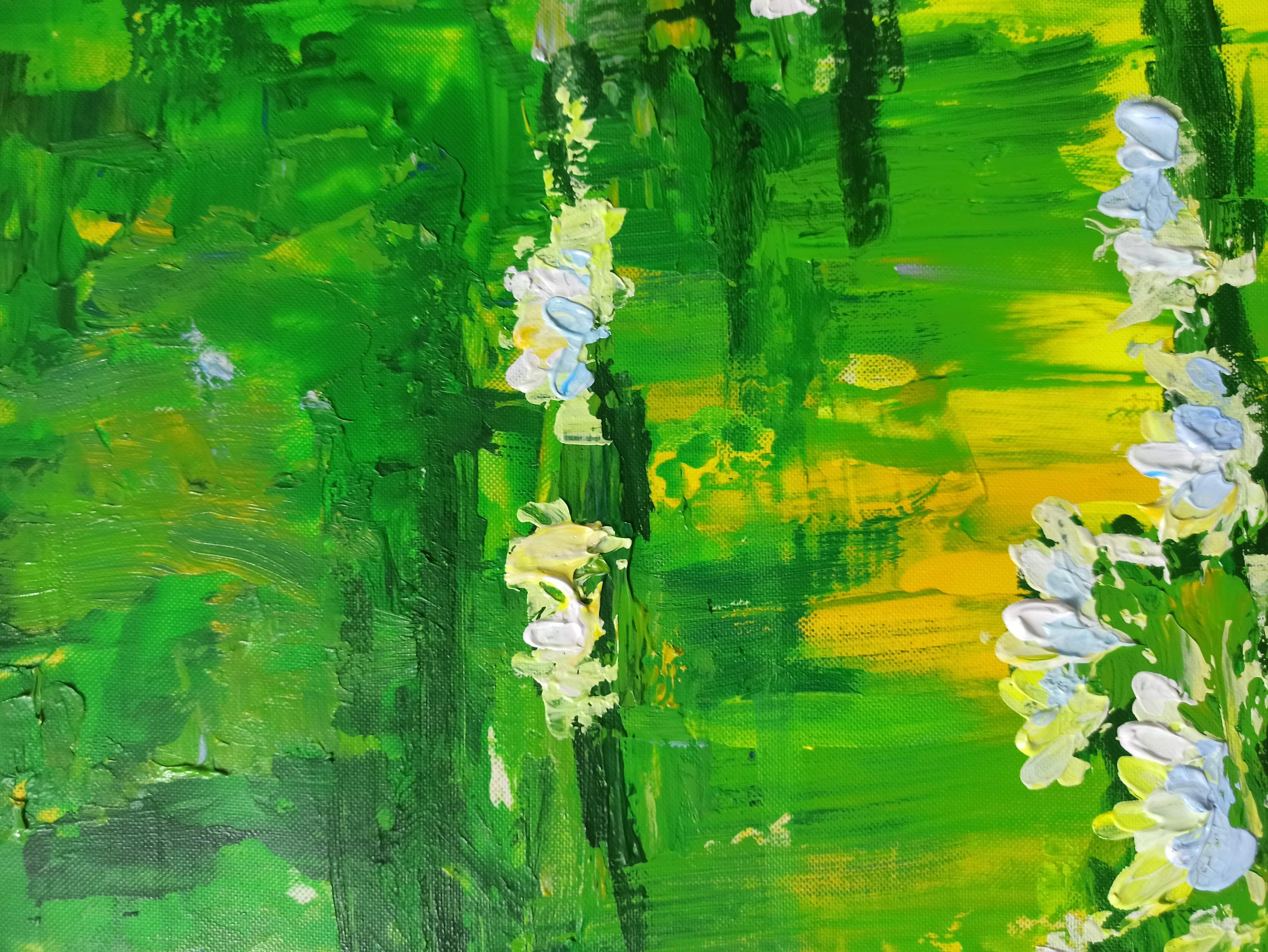 Water Lilies( 80x120cm morning in the lake), Painting, Acrylic on Canvas For Sale 1
