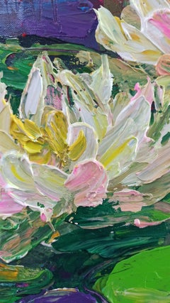 Water Lilies-80x120cm, Painting, Acrylic on Canvas