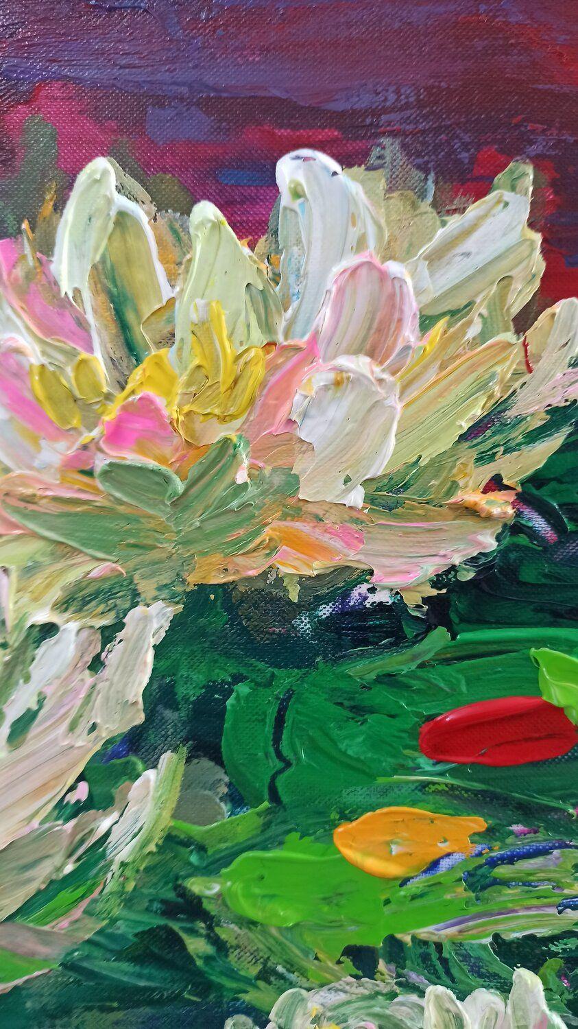 Water Lilies-80x120cm, Painting, Acrylic on Canvas For Sale 2