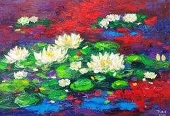 Water Lilies-80x120cm, Painting, Acrylic on Canvas