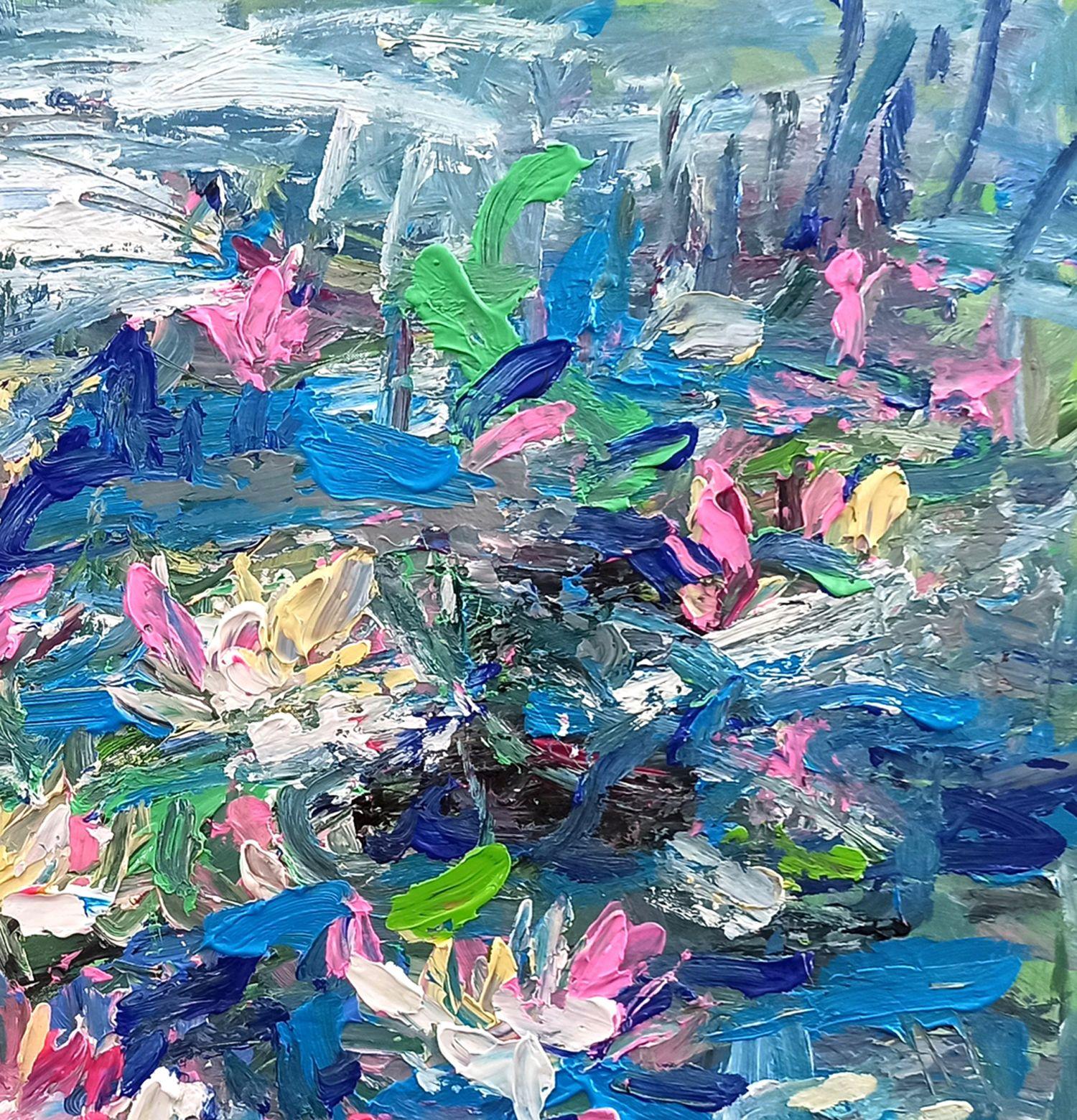 Water lilies, Painting, Acrylic on Canvas For Sale 3