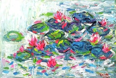 Aquarell Lilien, Gemälde, Acryl auf Leinwand