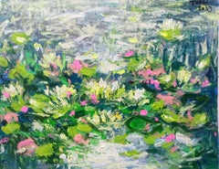 Water Lilies(70x90cm morning in the lake), Painting, Acrylic on Canvas