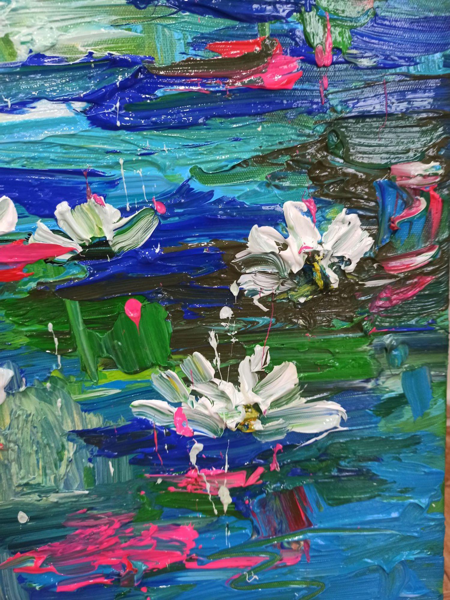Nenúfar, Flor de la pureza, Pintura, Acrílico sobre lienzo - Painting Expresionismo abstracto de LE ANH TUAN