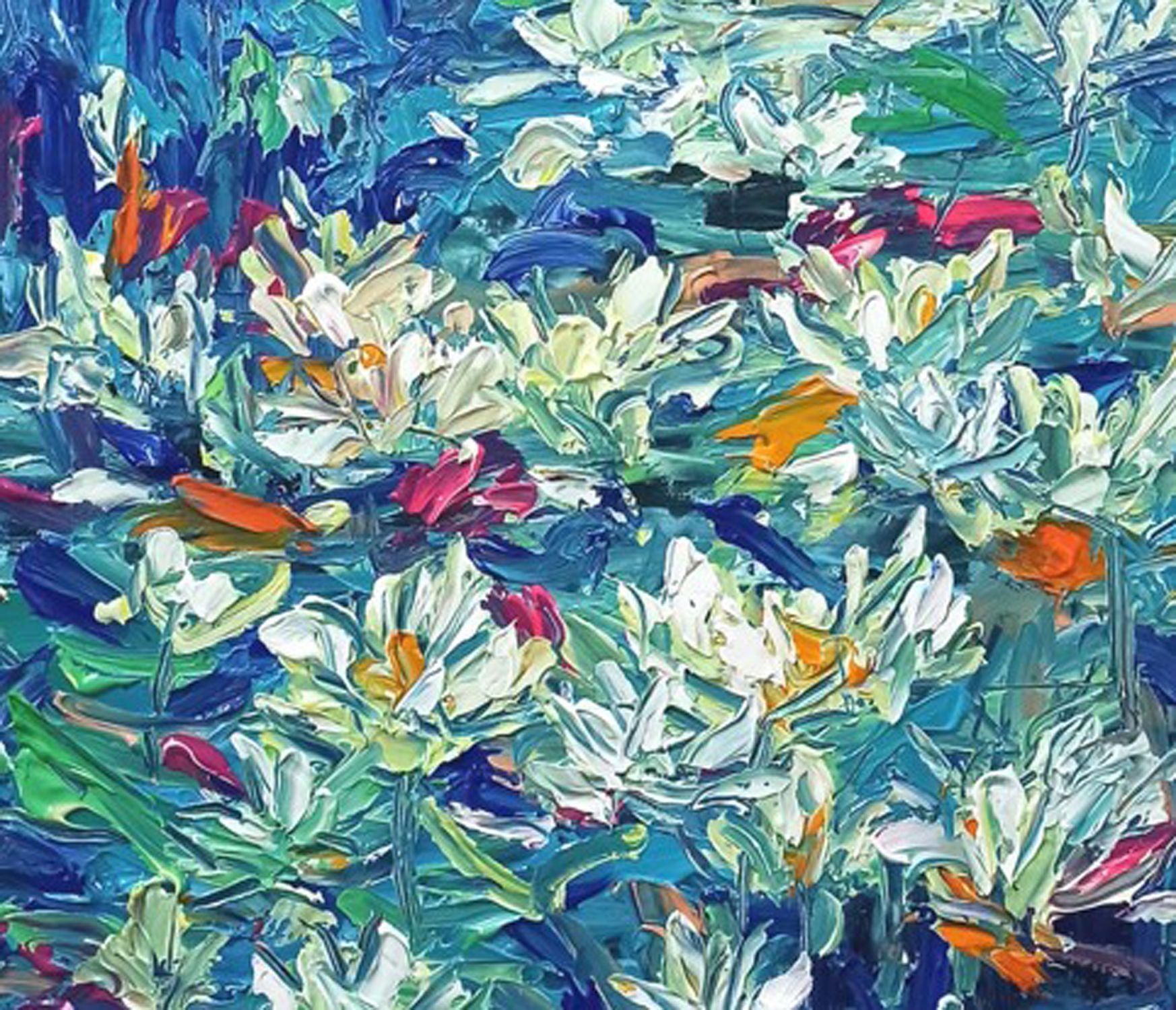 Water lily, Flower of purity, Painting, Acrylic on Canvas For Sale 1