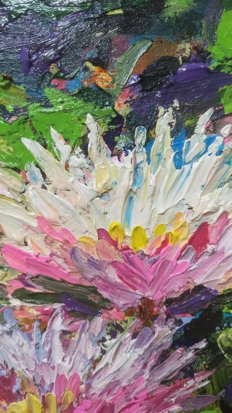 Water lily full bloom, Painting, Acrylic on Canvas For Sale 3