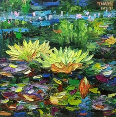 Water lily full bloom, Painting, Acrylic on Canvas