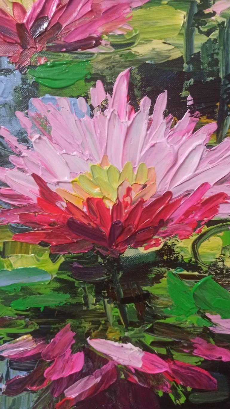 Seerose volle Sonne, Gemälde, Acryl auf Leinwand (Impressionismus), Painting, von LE ANH TUAN