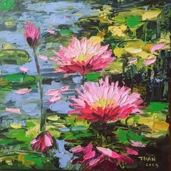 Water lily full sun, Painting, Acrylic on Canvas