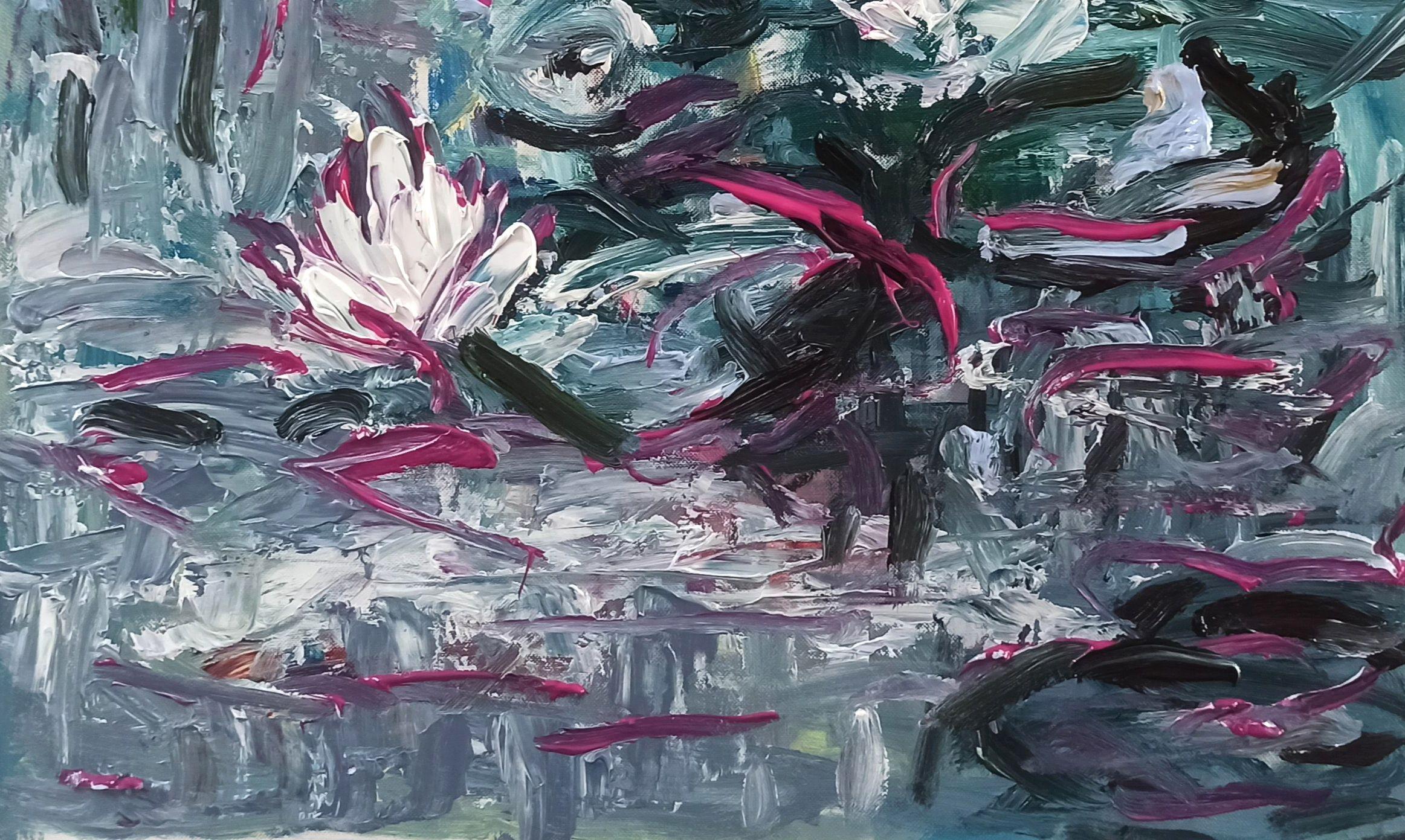 Seerosenteich, Gemälde, Acryl auf Leinwand (Expressionismus), Painting, von LE ANH TUAN