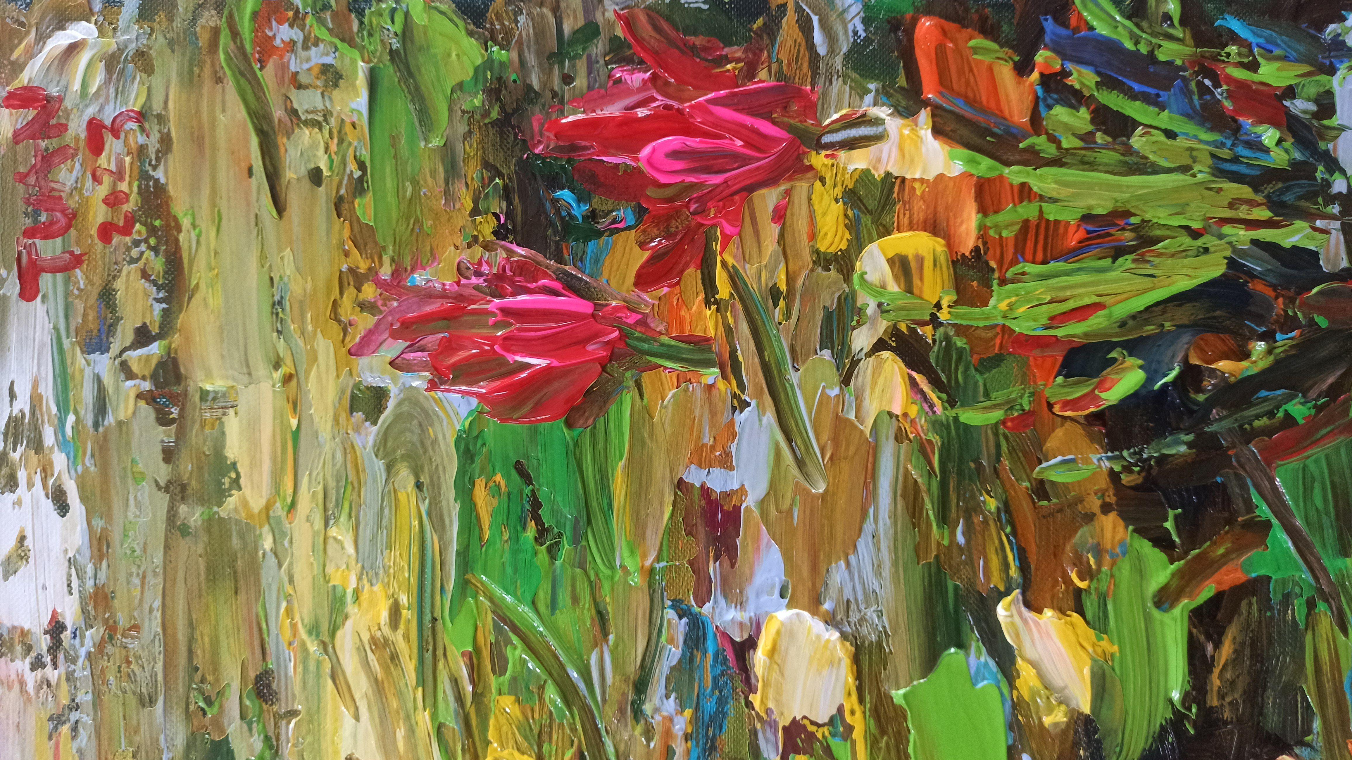 Water lily pond, Painting, Acrylic on Canvas For Sale 1