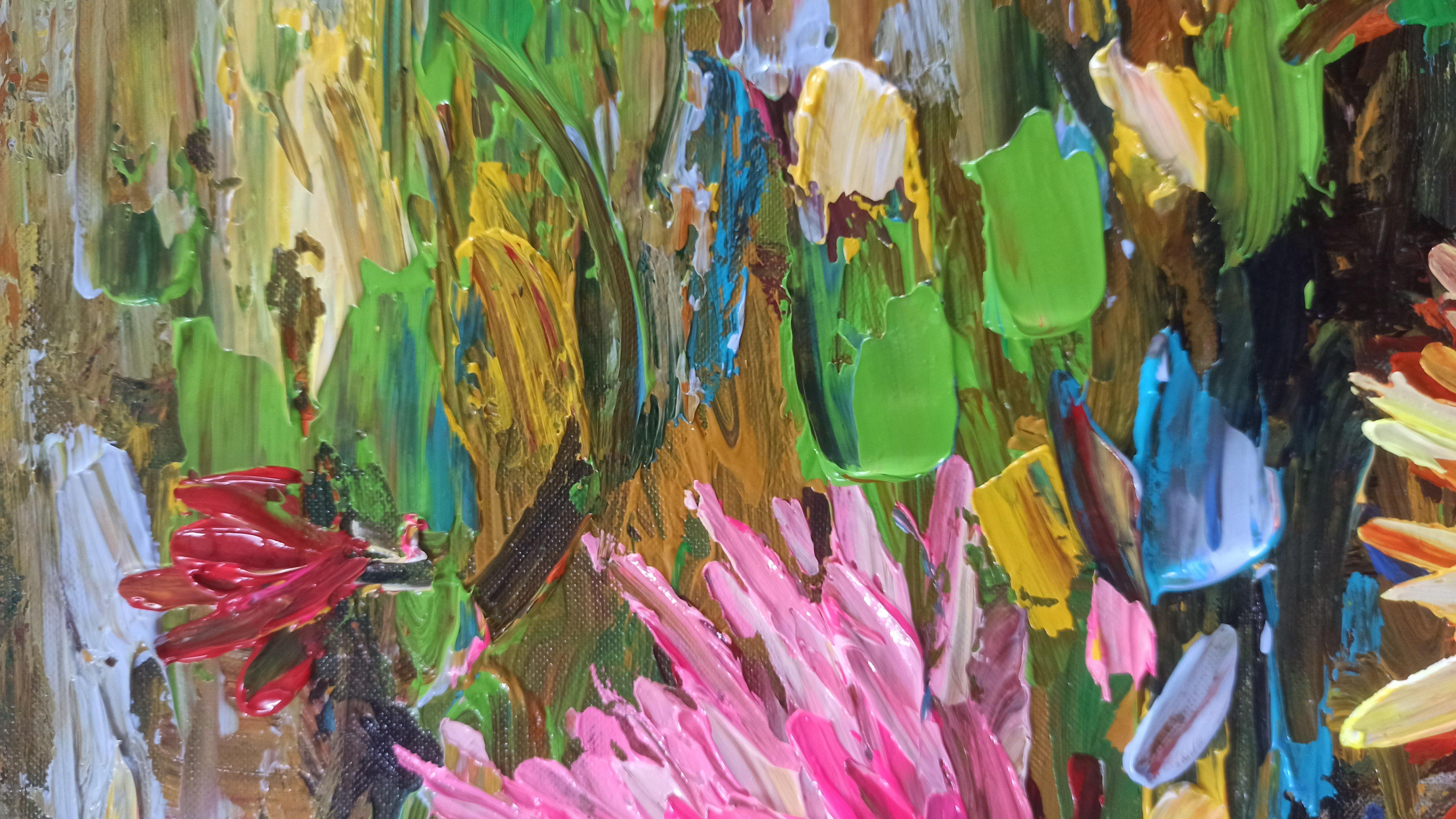 Water lily pond, Painting, Acrylic on Canvas For Sale 4