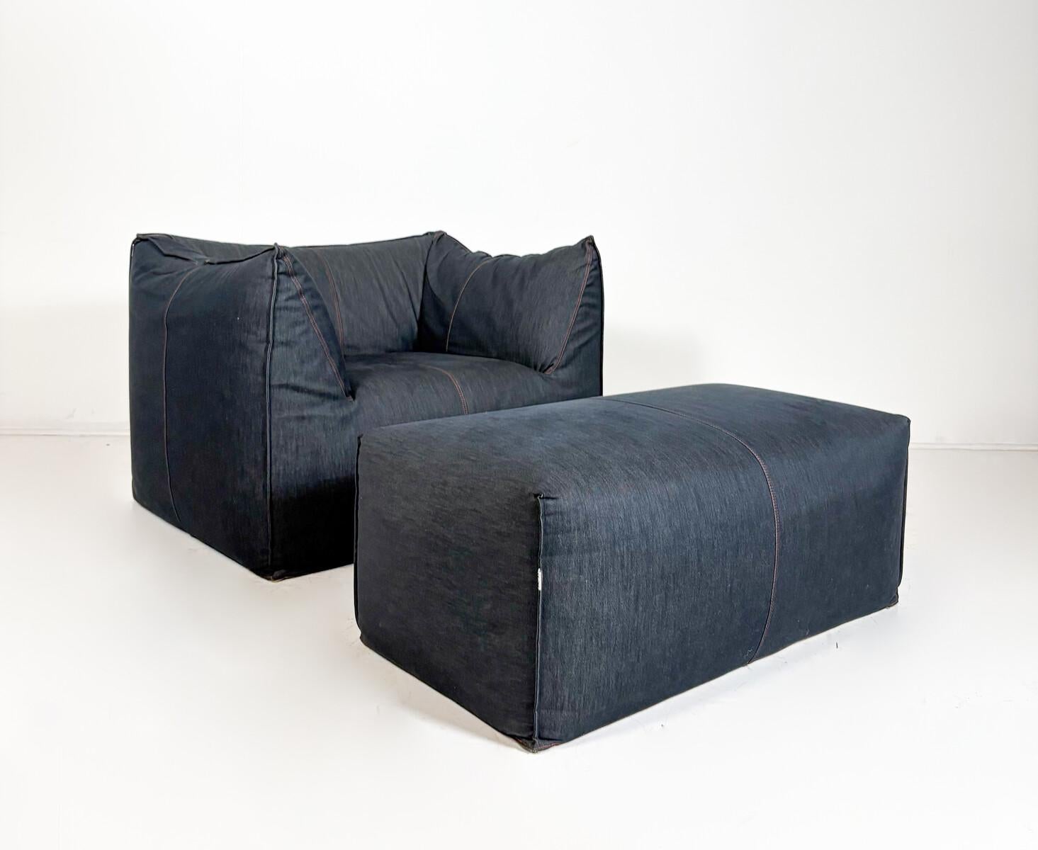 Fabric “Le Bambole” Armchair and Ottoman by Mario Bellini, Italy, 1970s For Sale
