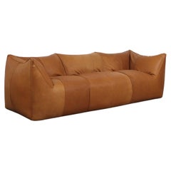 Le Bambole cognac leather three seater sofa by Mario Bellini for B&B Italia 1972