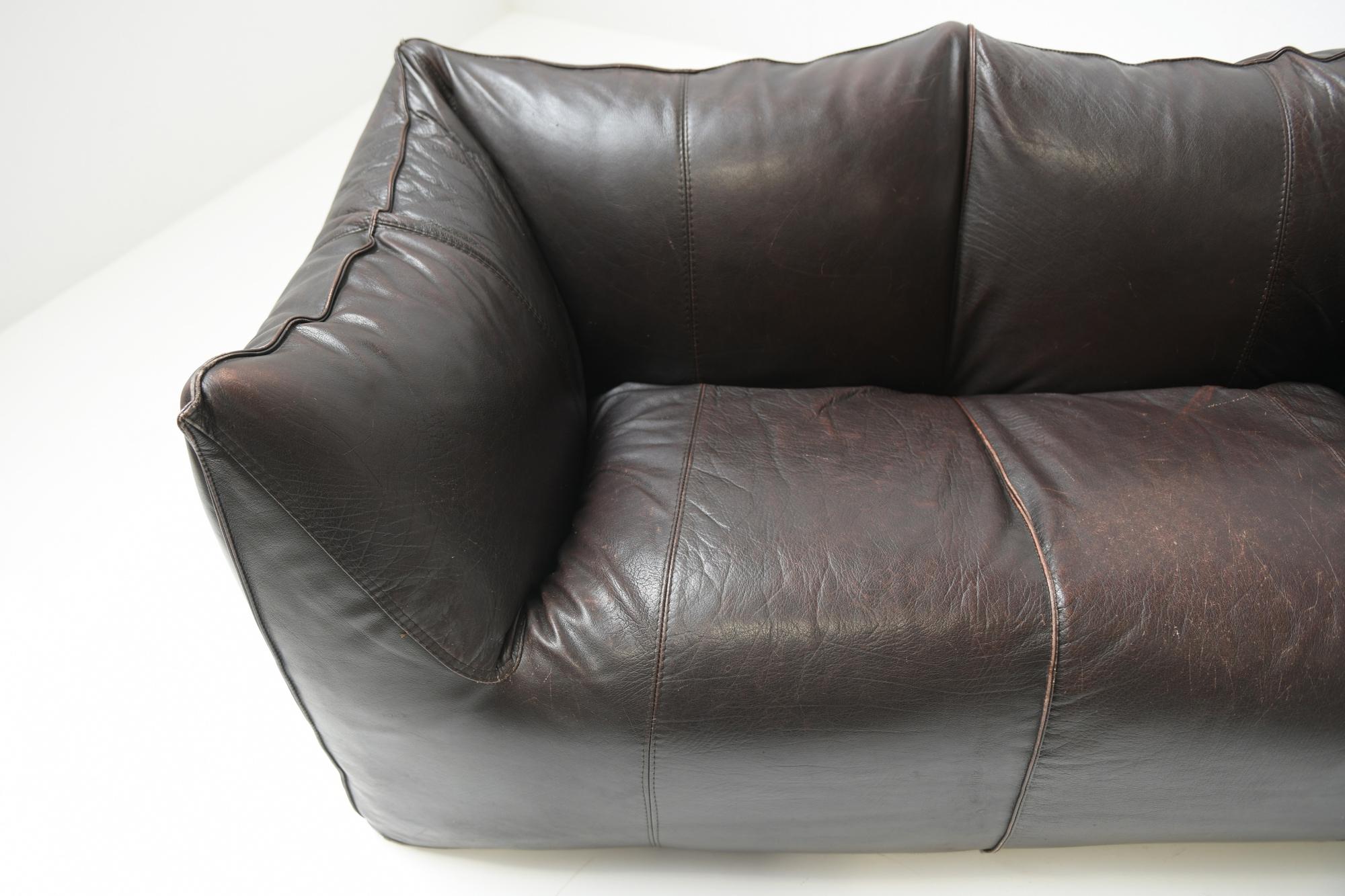 20th Century Le Bambole in Original Dark Brown Leather by Mario Bellini for B&B Italia