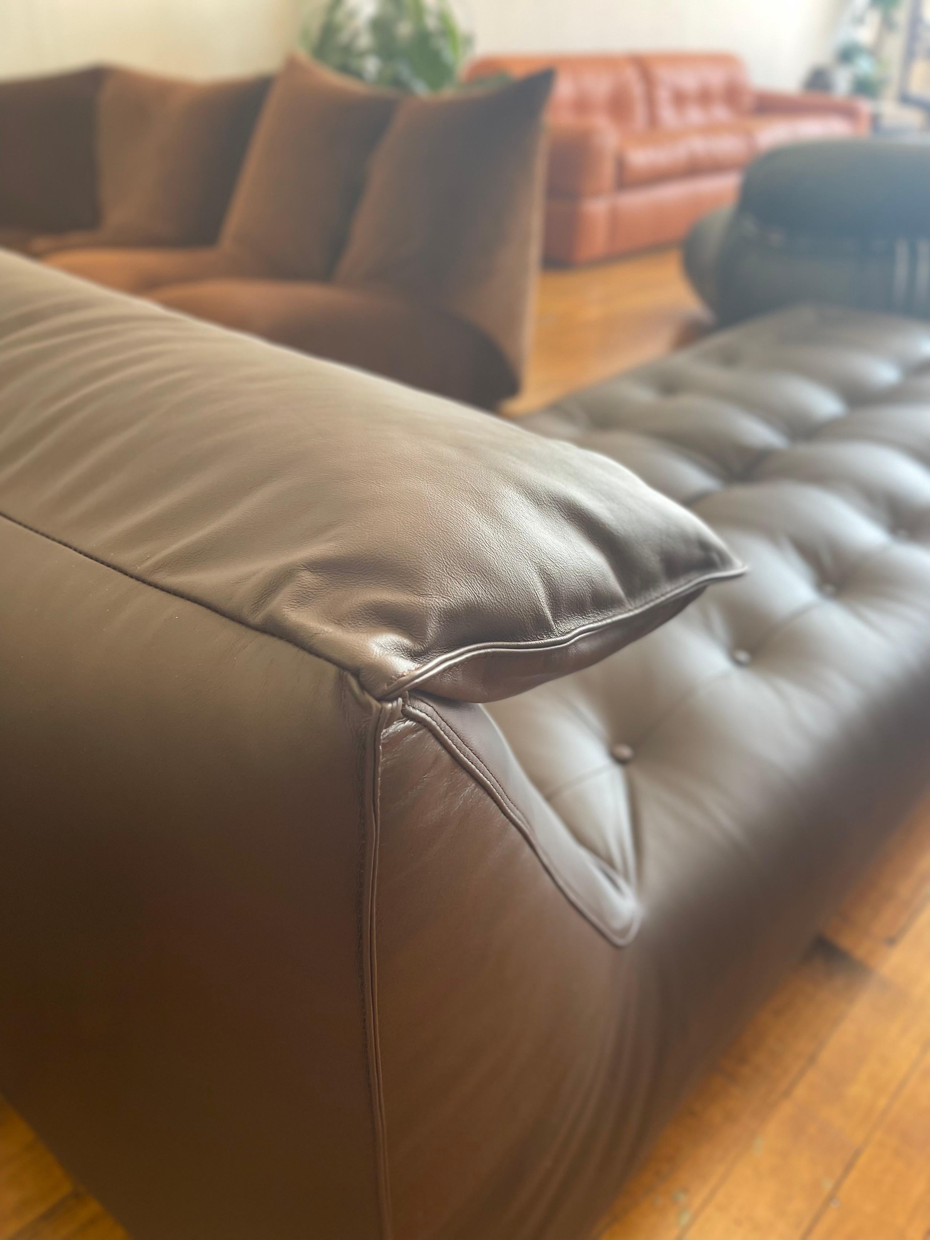 Mario Bellini Le Bambole Daybed 1970s B&B Italia newly upholstered brown leather For Sale 9