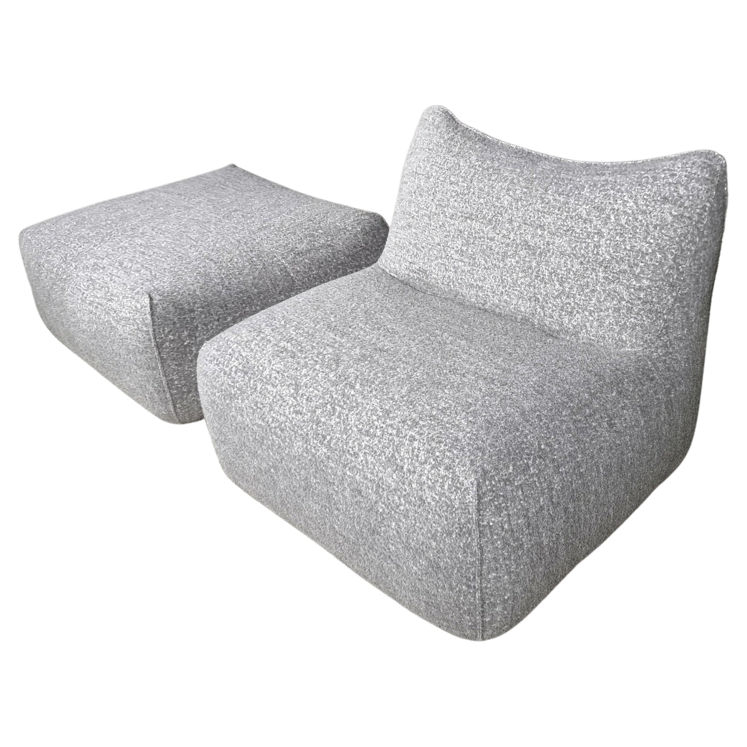 Fauteuil de salon Le Bambole avec pouf de Mario Bellini pour B&B Italia, 1970