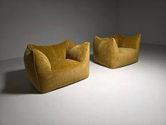 Le Bambole Lounge Chairs in linen velvet by Mario Bellini for C&B Italia, 1970s